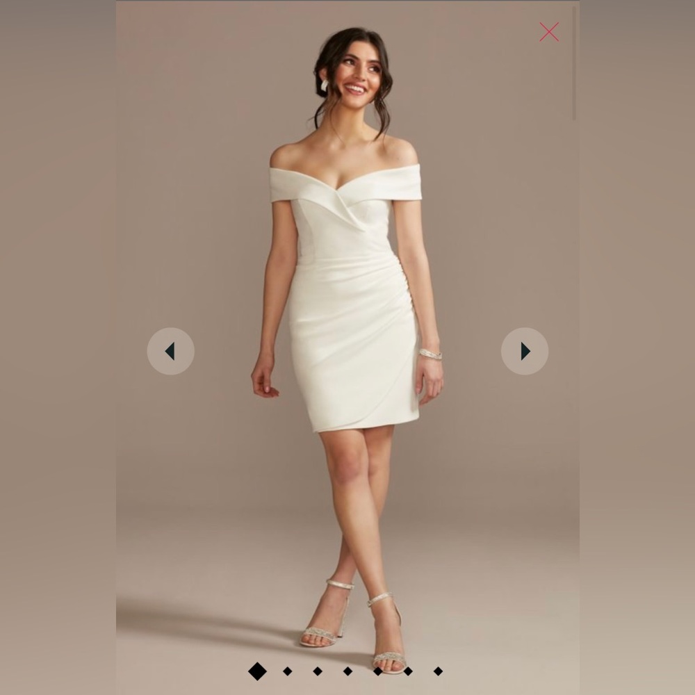 Short off shoulder wedding dress